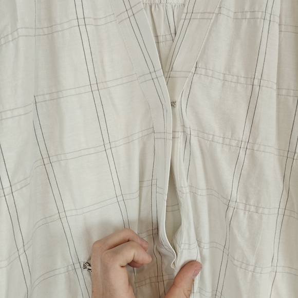 Anthropologie Textured Cotton Peasant Blouse Ivory Boho Minaminlist Relaxed Top - Picture 10 of 16